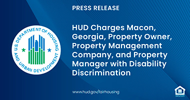 Graphic of FHEO Press Release text and HUD logo