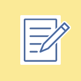 Icon of pen and paper with writing