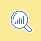 Icon of magnifying glass and bar chart