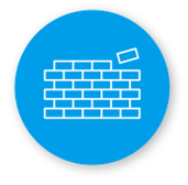 blue circle white stacking bricks