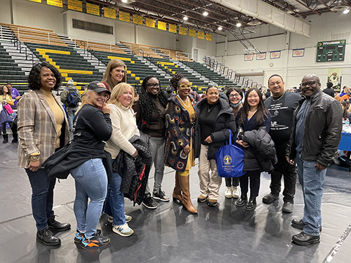 [HUD Newark Acting Field Office Director Carleton Lewis, from CPD: Nadine Azari; OGC: Patricia Celano and Donna Alkin; and from PIH: Fatimah Holder, Melissa Burrows-Bennett, and Jennifer Williams. Essex County Program Analyst Jessica Torres and CoC representative Rafael Romero assisted the HUD group.]